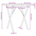 vidaXL Table à manger cadre en X 70x70x75 5cm bois de pin massif acier