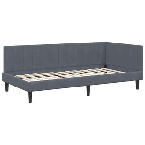 vidaXL Cadre de lit d'angle Gris foncé 90 x 190 cm Velours