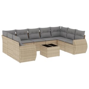vidaXL Salon de jardin avec coussins 10 Pièces beige résine tressée