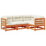 vidaXL Salon de jardin 4 Pièces avec coussins cire marron bois pin massif