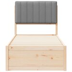vidaXL Cadre de lit avec tête de lit rembourrée Gris clair 75 x 190 cm