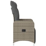vidaXL Chaise inclinable de jardin avec coussins gris résine tressée