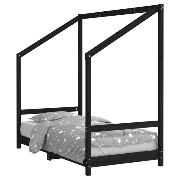 vidaXL Cadre de lit pour enfant noir 80x160 cm bois de pin massif