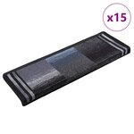 vidaXL Tapis d'escalier autocollants 15 Pièces 65x21x4 cm Noir et gris
