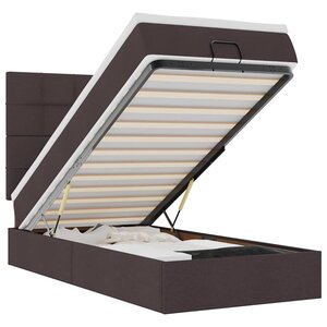 vidaXL Cadre de lit ottoman avec matelas marron foncé 90x190 cm tissu