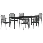 vidaXL Ensemble de salle à manger pour jardin 7 pc Noir