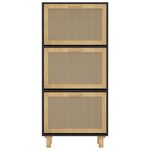 vidaXL Armoire à chaussures Noir 52x25x115 cm Bois d'ingénierie/rotin