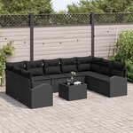 vidaXL Ensemble de canapé de jardin 10 Pièces Noir Poly rotin