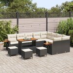 vidaXL Ensemble de canapé de jardin 13 Pièces Noir polyrotin