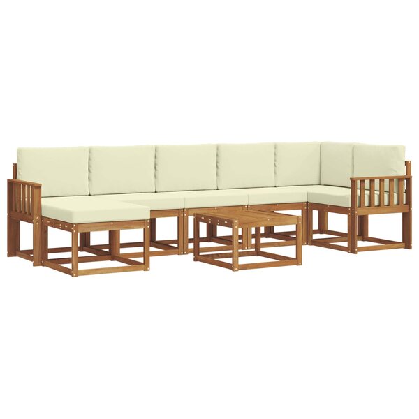 vidaXL Ensemble de canapés d'extérieur 8 pc Naturel et Crème
