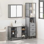 vidaXL Ensemble de meubles de salle de bain 3 Pièces Sonoma gris