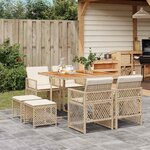 vidaXL Ensemble à manger de jardin et coussins 9 Pièces beige Poly rotin