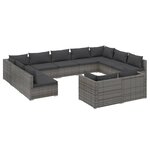 vidaXL Salon de jardin 11 Pièces avec coussins Gris Résine tressée