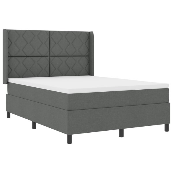 vidaXL Lit à ressorts avec matelas et LED gris foncé 160 x 200 cm  en tissu.
