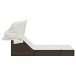 vidaXL Chaise longue double avec auvent et coussins marron poly rotin