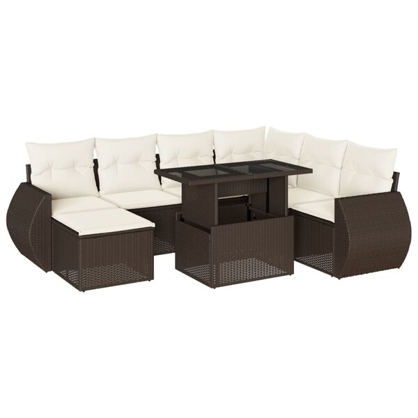 vidaXL Salon de jardin 8 Pièces avec coussins marron résine tressée
