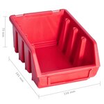 Vidaxl kit de bacs de stockage et panneaux muraux 136pcs rouge et noir