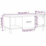 vidaXL Table basse chêne fumé 102x50x40 cm bois d'ingénierie