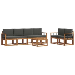 vidaXL Ensemble de canapés d'extérieur 7 pc Naturel et Anthracite