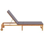 vidaXL Chaise longue en bois massif d'acacia avec coussins gris clair.