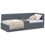 vidaXL Cadre de lit d'angle Gris foncé 80 cm x 200 cm Velours