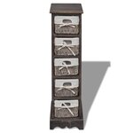 vidaXL Étagère de rangement en bois 5 paniers en tissage Marron