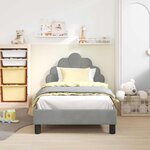 vidaXL Cadre de lit pour enfants avec tête de lit Gris clair Velours