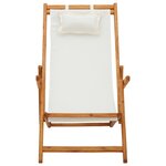 vidaXL Chaise pliable de plage Bois d'eucalyptus solide et tissu Crème