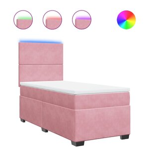 vidaXL Sommier à lattes de lit avec matelas Rose 90x190 cm Velours