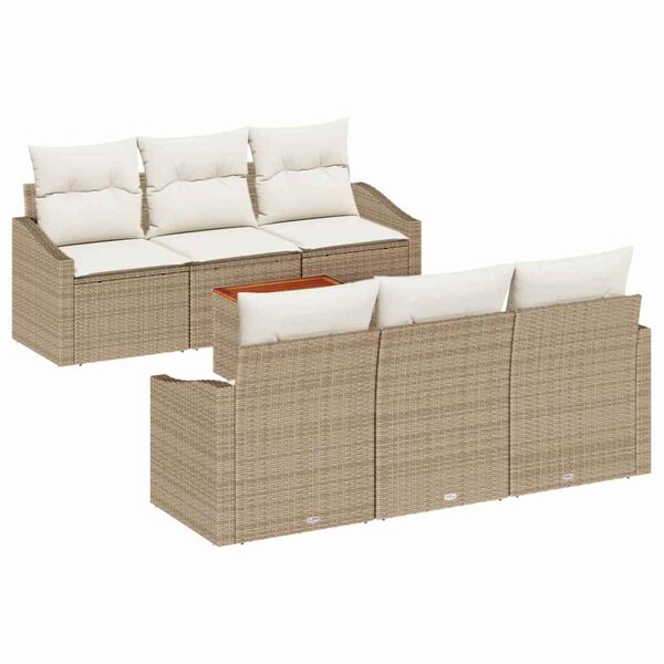 vidaXL Ensemble de canapé de jardin 7 Pièces Beige Poly rotin