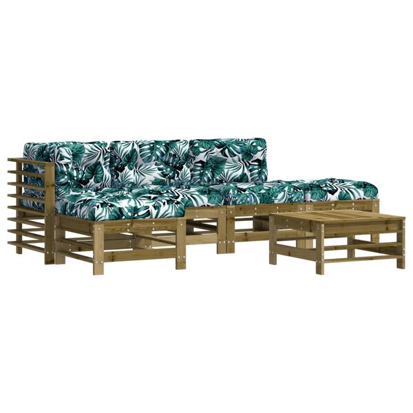 vidaXL Salon de jardin 6 Pièces avec coussins bois de pin imprégné