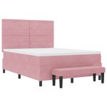 vidaXL Lit à ressort avec matelas & banc rose 140x200 cm en velours