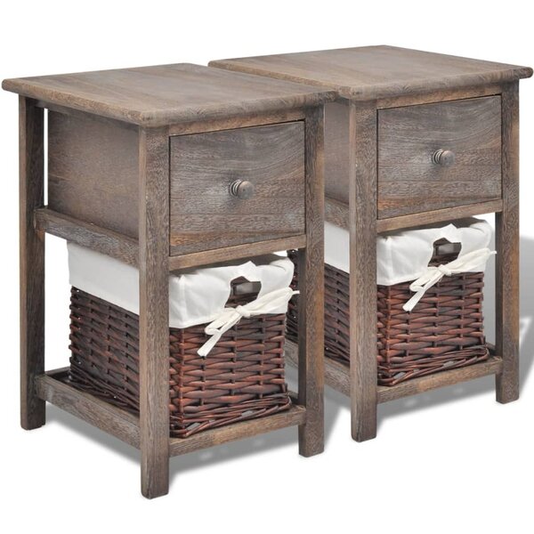 vidaXL Table de chevet 2 Pièces Bois Marron