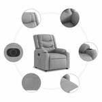vidaXL Fauteuil inclinable électrique Gris clair Tissu