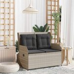 vidaXL Banc inclinable de jardin et coussins gris clair résine tressée