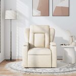 vidaXL Fauteuil de massage inclinable Crème Tissu
