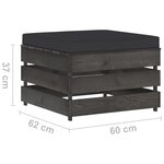 Vidaxl pouf sectionnel avec coussin bois imprégné de gris