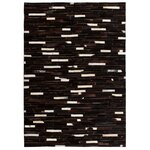 vidaXL Tapis Cuir véritable Patchwork 160 x 230 cm Rayures Noir/Blanc