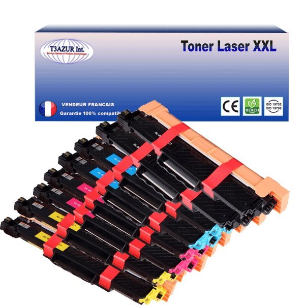 8 Toners compatibles avec TN247 (Noir+Couleur) - 3000 pages + 2300 pages  - T3AZUR