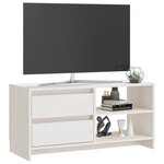 vidaXL Meuble TV Blanc 80x31x39 cm Bois de pin massif