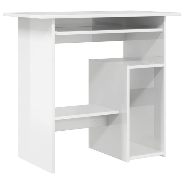 vidaXL Bureau Blanc brillant 80x45x74 cm Bois d’ingénierie