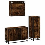 vidaXL Ensemble de meubles de salle de bain 3 Pièces Chêne fumé
