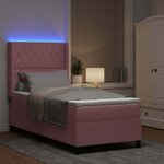vidaXL Lit à ressorts avec matelas avec LED Rose 90 x 200 cm Velours
