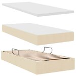 vidaXL Lit de rangement LED avec matelas Crème 180 x 200 cm Tissu