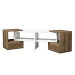 Homemania Meuble TV Fold 141 2x29 7x38 8 cm Blanc et noyer