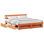 vidaXL Cadre de lit avec tête de lit Brun cire 180 x 200 cm Pin massif