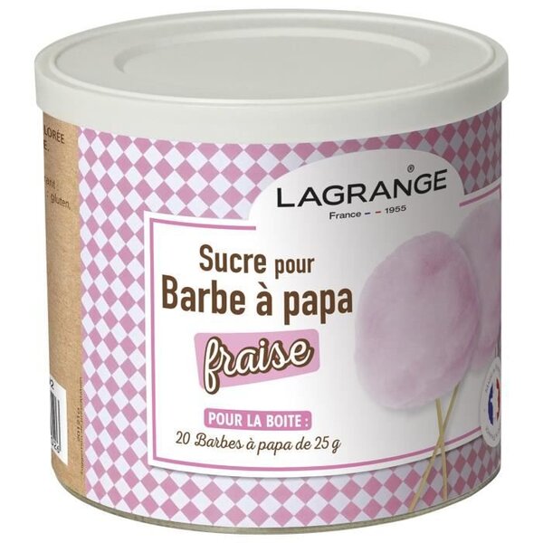 LAGRANGE 380007 Boîte de sucre a barbe a papa 500 g - Fraise