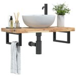 vidaXL Étagère de vasque murale acier et bois massif d'acacia