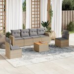 vidaXL Salon de jardin avec coussins 7 Pièces beige résine tressée