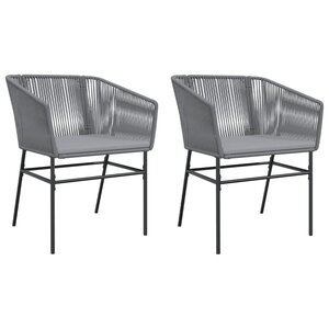 vidaXL Chaises de jardin lot de 2 avec coussins gris résine tressée